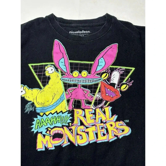 Nickelodeon Other - Nickelodeon Shirt Adult Medium Black Graphic AAAHH Real Monsters 100% Cotton